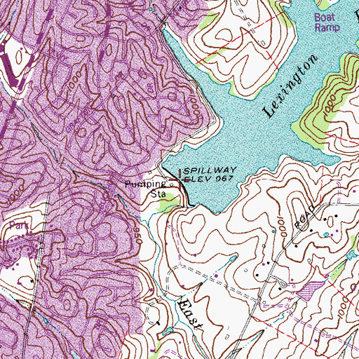 Topographic Map of Lexington Reservoir Number 4, KY