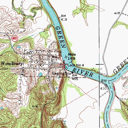 Topographic Map of Lock Dam Number 4, KY