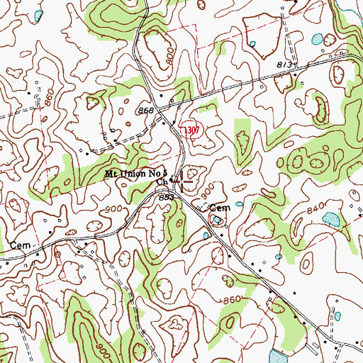 Topographic Map of Mount Union Number 5 Church, KY