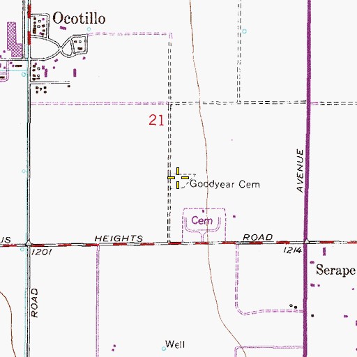 Topographic Map of Goodyear - Ocotillo Cemetery, AZ