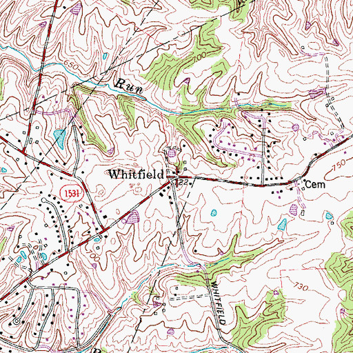 Topographic Map of Whitfield, KY