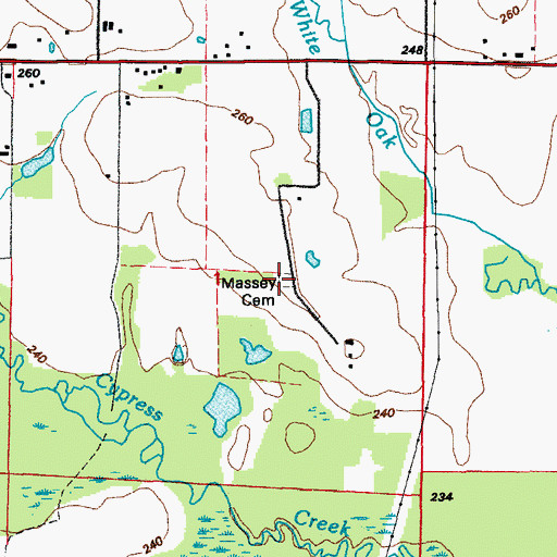 Topographic Map of Massey Cemetery, AR