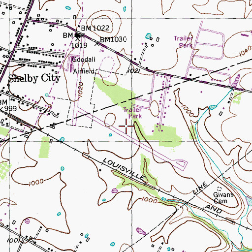 Topographic Map of Stuart Powell Field, KY