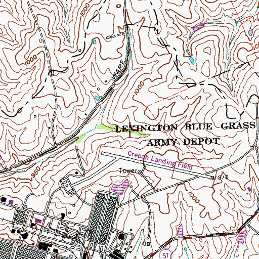 Topographic Map of Creech Army Air Field Heliport, KY