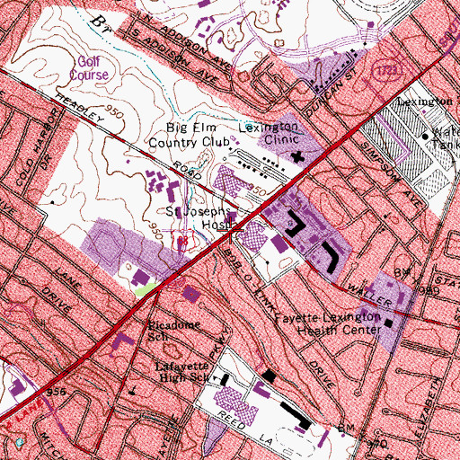 Topographic Map of Saint Joseph Hospital Heliport, KY