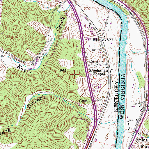 Topographic Map of Big 'G' Heliport, KY