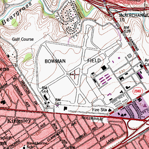 Topographic Map of Bowman Field, KY
