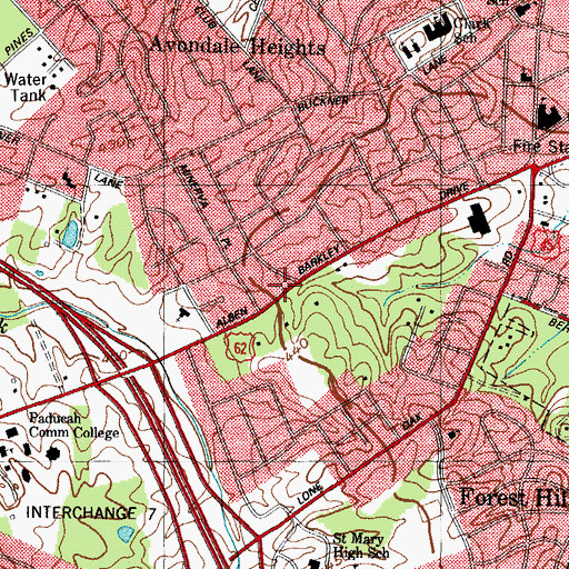 Topographic Map of Lourdes Hospital Heliport, KY