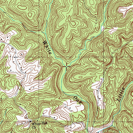 Topographic Map of East Prong White Oak Creek, KY