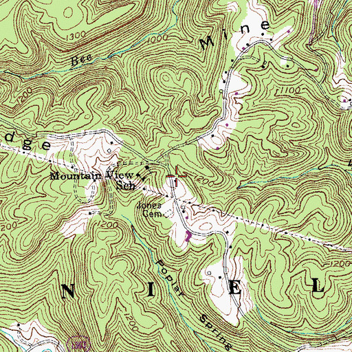 Topographic Map of Mountain View School, KY