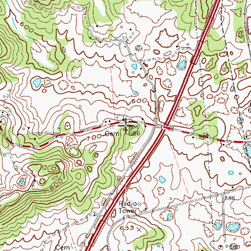 Topographic Map of WLOC-AM (Munfordville), KY