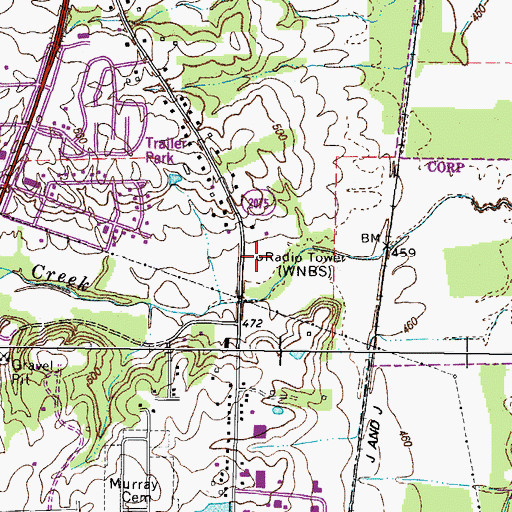 Topographic Map of WNBS-AM (Murray), KY