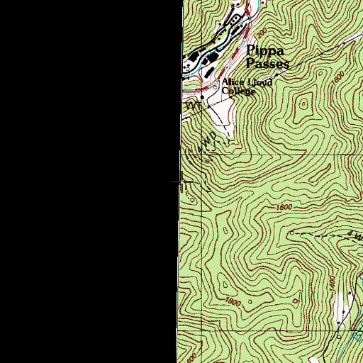 Topographic Map of WOAL-FM (Pippa Passes), KY