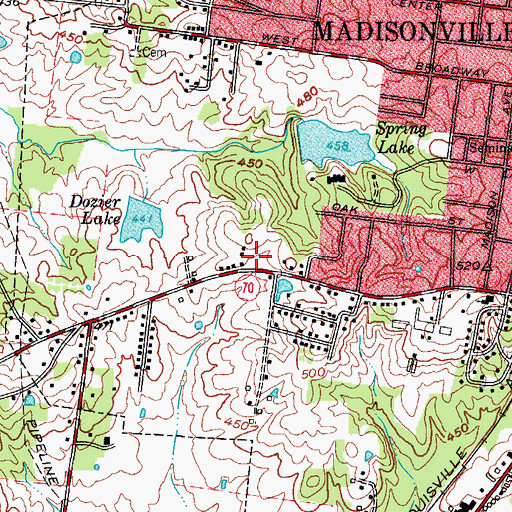 Topographic Map of WLCN-TV (Madisonville), KY