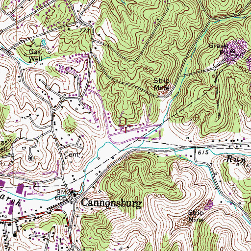 Topographic Map of WOKT-AM (Cannonsburg), KY