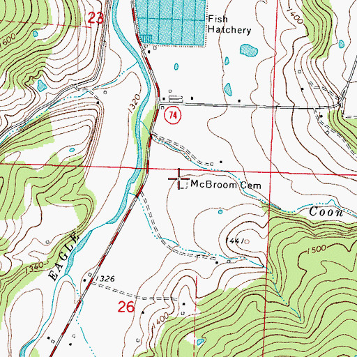Topographic Map of McBroom Cemetery, AR