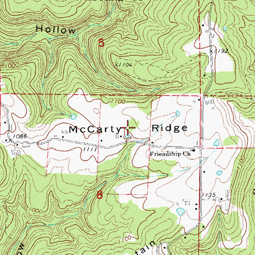 Topographic Map of McCarty Ridge, AR
