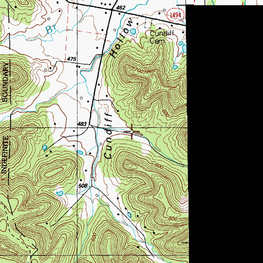 Topographic Map of WBUL-AM (Shepherdsville), KY