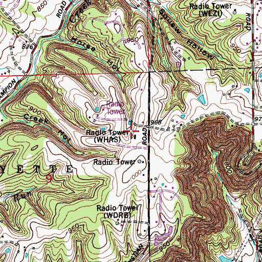 Topographic Map of WUOL-FM (Louisville), KY
