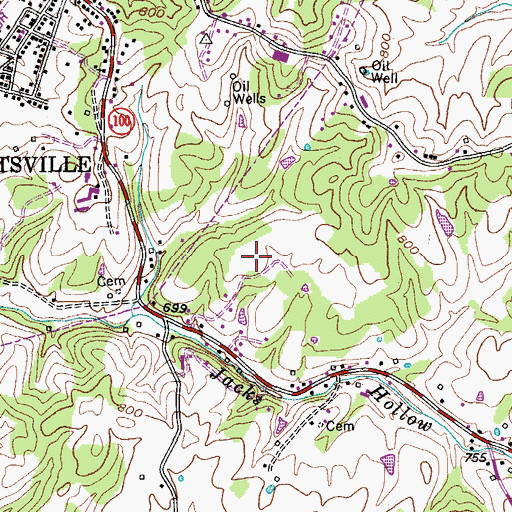 Topographic Map of WVLE-FM (Scottsville), KY
