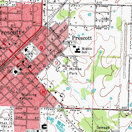 Topographic Map of McRae Park, AR