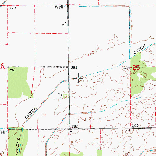 Topographic Map of Middle Creek Ditch, AR