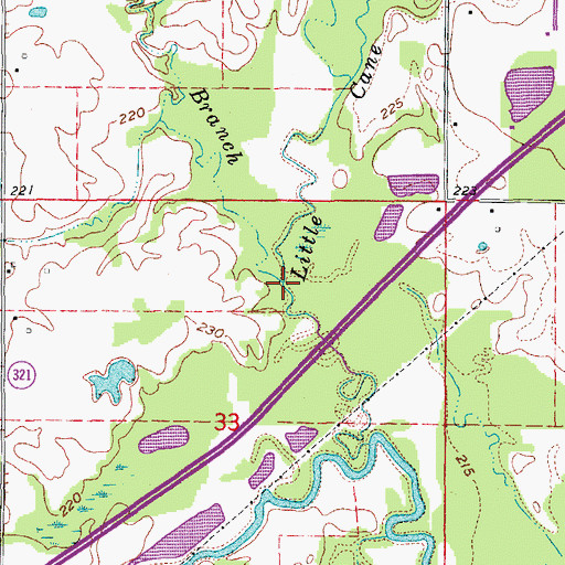Topographic Map of Mill Branch, AR