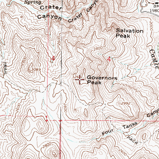 Topographic Map of Governors Peak, AZ