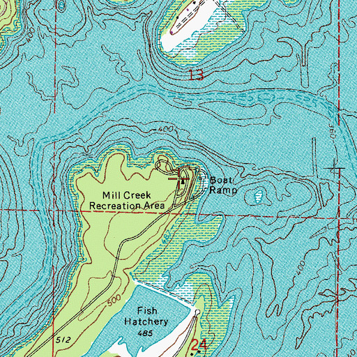 Topographic Map of Mill Creek Recreation Area, AR