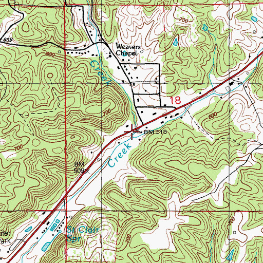 Topographic Map of Miller Creek, AR