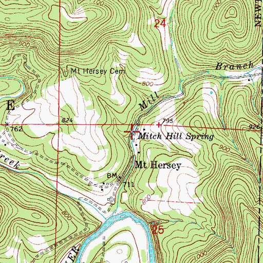Topographic Map of Mitch Hill Spring, AR