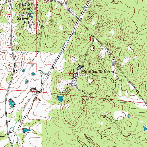 Topographic Map of Monticello Farm, AR