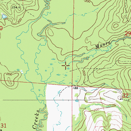 Topographic Map of Moore Branch, AR
