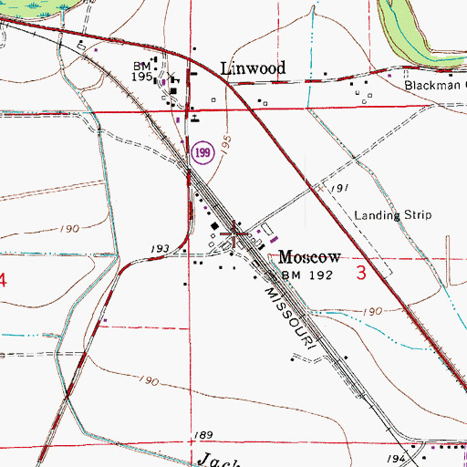 Topographic Map of Moscow, AR
