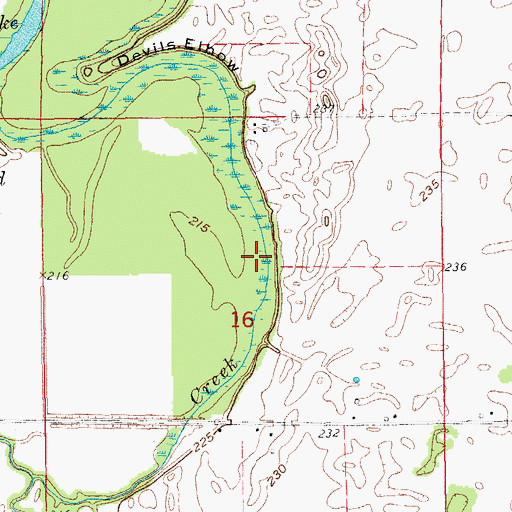 Topographic Map of Moss Brake, AR
