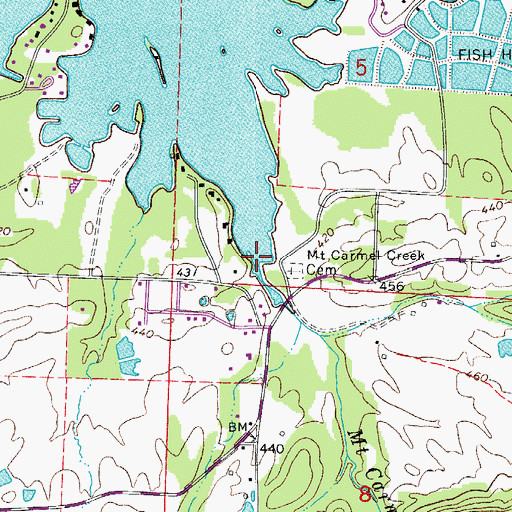 Topographic Map of Mount Carmel Creek, AR