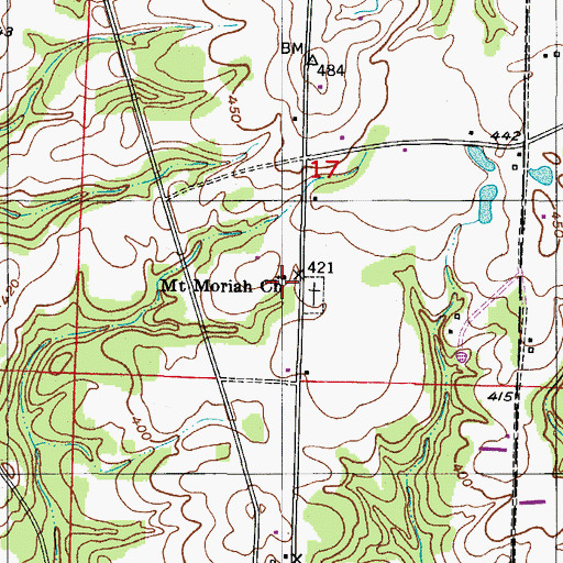 Topographic Map of Mount Moriah Church, AR