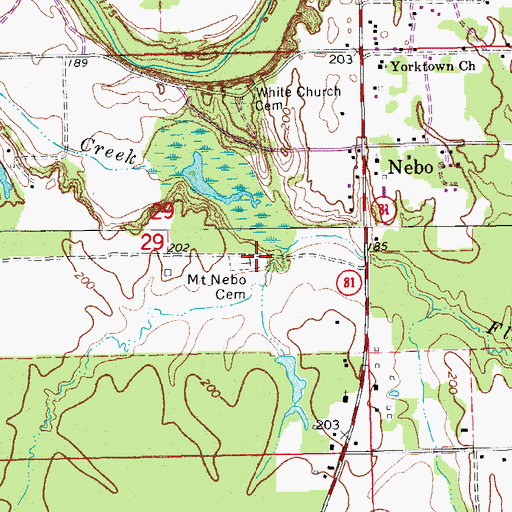 Topographic Map of Mount Nebo Cemetery, AR