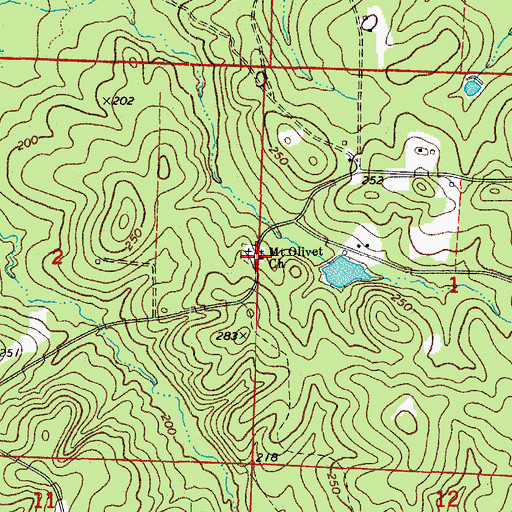 Topographic Map of Mount Olivet Church, AR