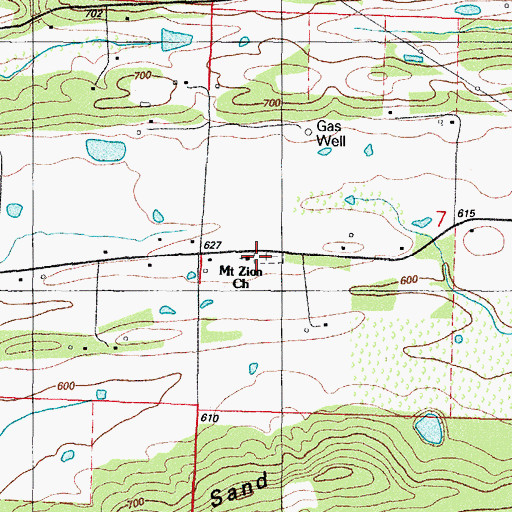 Topographic Map of Mount Zineche Cemetery, AR
