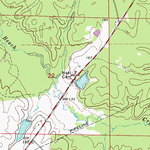 Topographic Map of Neal Cemetery, AR
