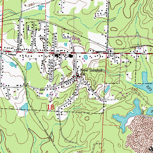 Topographic Map of New Summit Church, AR