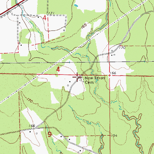 Topographic Map of New Texas Cemetery, AR