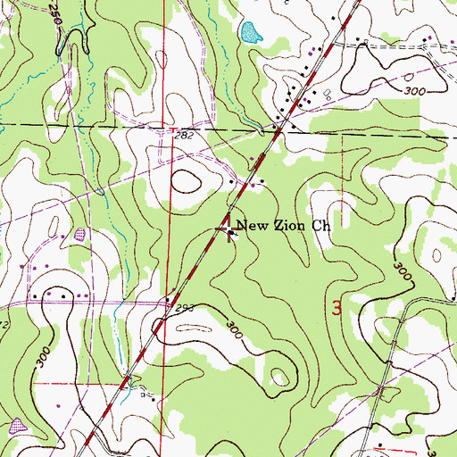 Topographic Map of New Zion Church, AR