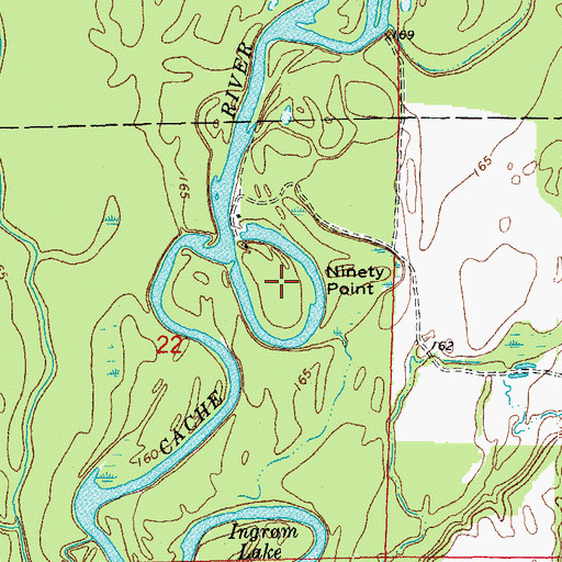 Topographic Map of Ninety Point, AR