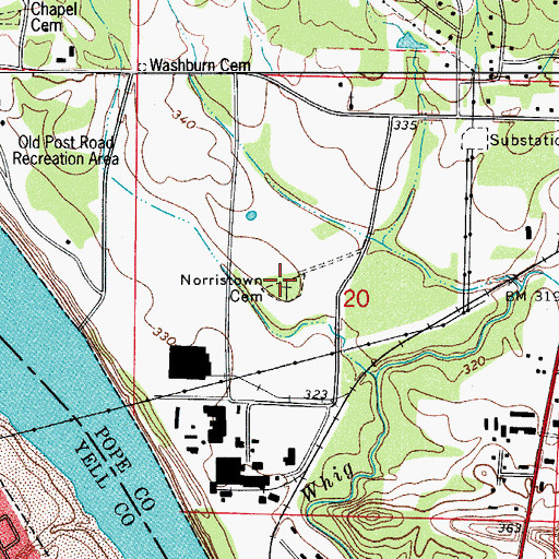 Topographic Map of Norristown Cemetery, AR