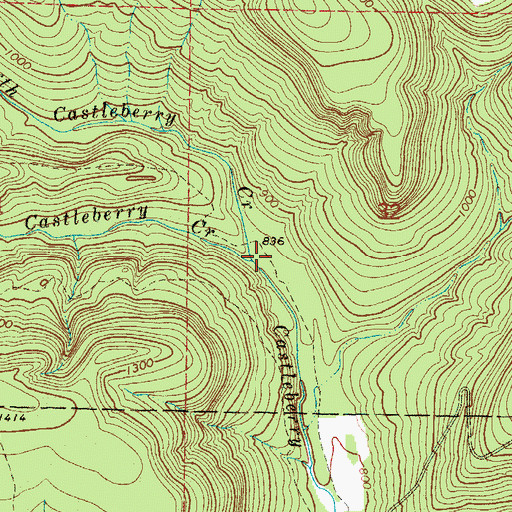 Topographic Map of North Castleberry Creek, AR