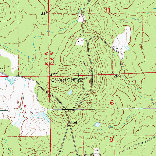 Topographic Map of O'Neel Cemetery, AR