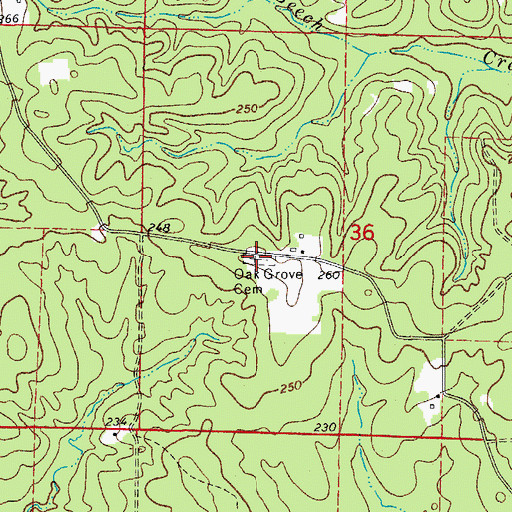 Topographic Map of Oak Grove Cemetery, AR