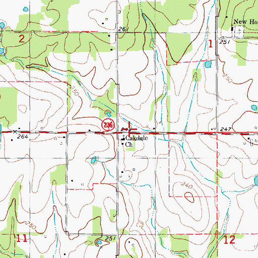 Topographic Map of Oakdale School, AR
